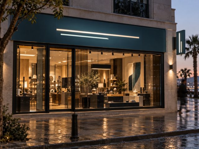 Bar Işıklı Tabela — mağaza cephesi